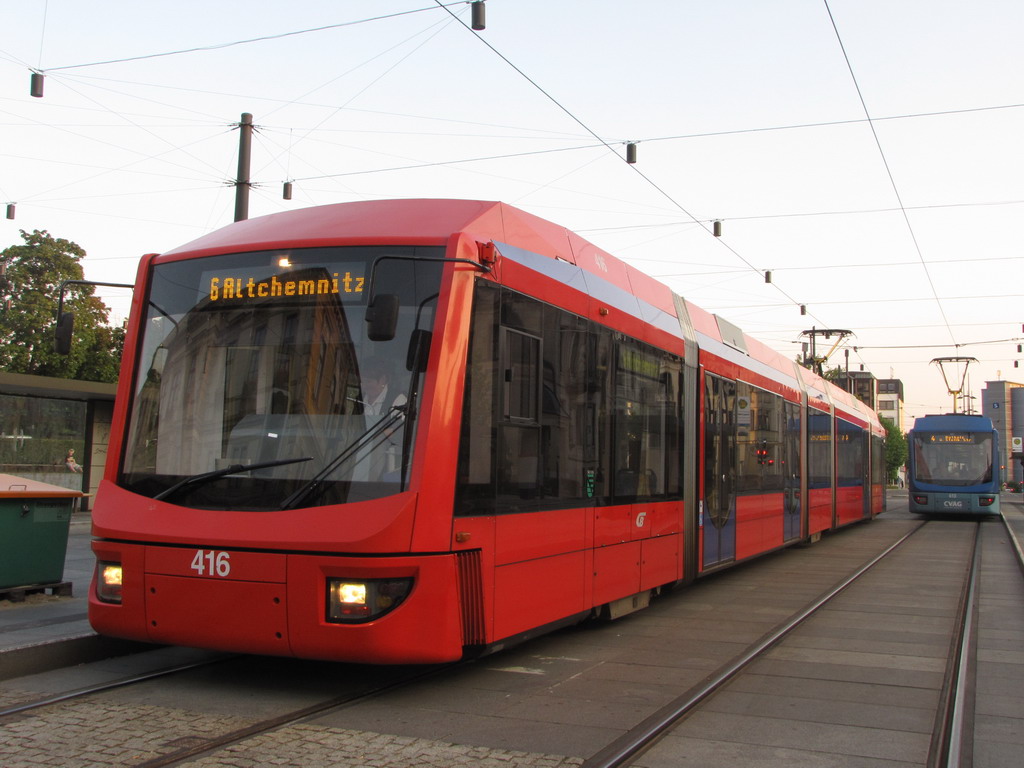 Хемниц, Bombardier 6NGT-LDZ № 416; Хемниц — Трамвайно-железнодорожная система «Хемницер Модель» Хемниц, Bombardier 6NGT-LDZ № 416; Хемниц — Трамвайно-железнодорожная система «Хемницер Модель»