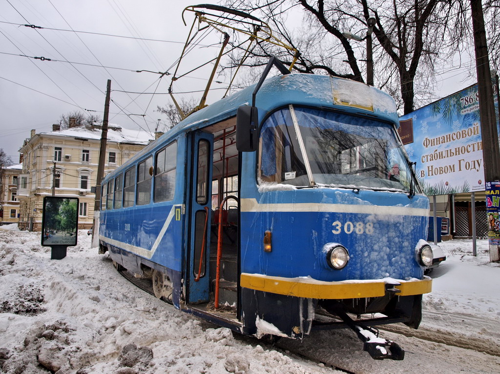 Одесса, Tatra T3R.P № 3088; Одесса — 15.12.2009 — Снегопад и его последствия