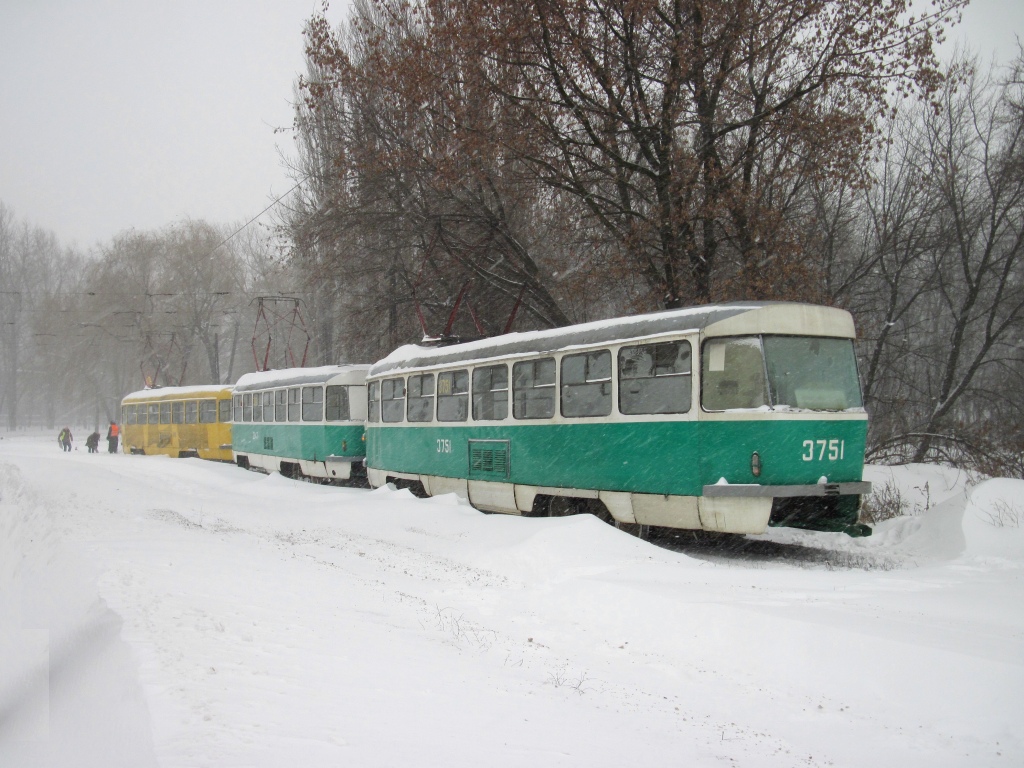 Донецк, Tatra T3SU (двухдверная) № 3751; Донецк — Снегопад-2009