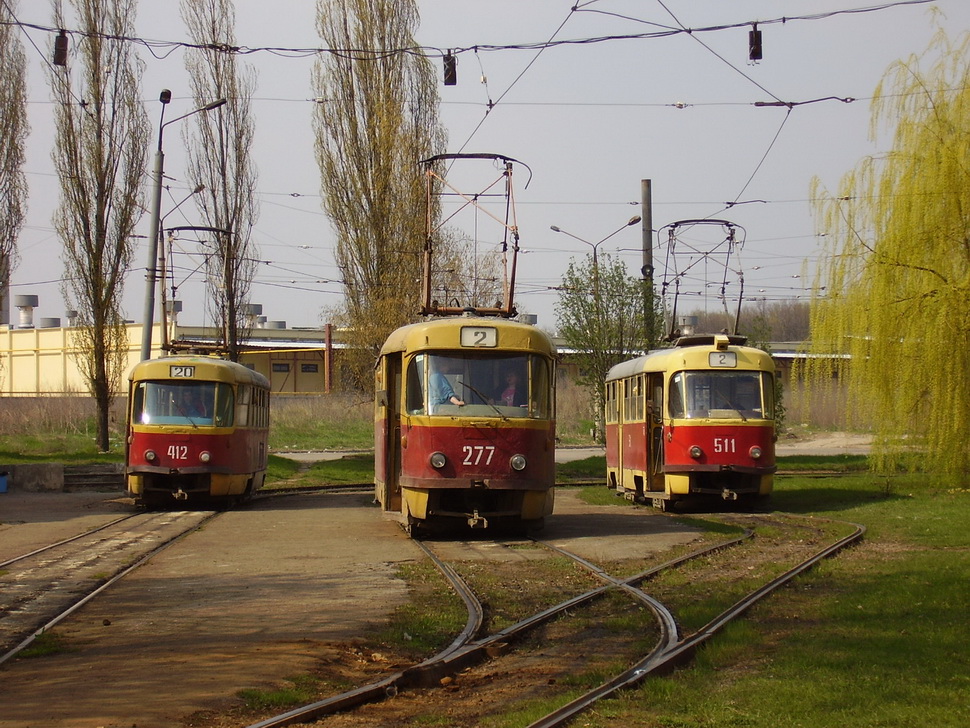 Харьков, Tatra T3SU № 412; Харьков, Tatra T3SU (двухдверная) № 277; Харьков, Tatra T3SU № 511