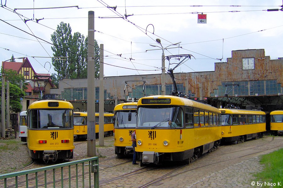 Дрезден, Tatra T4D-MT № 224 272; Дрезден, Tatra T4D-MS № 201 006; Дрезден — Трамвайное депо Бюлау (закрытые 2007)