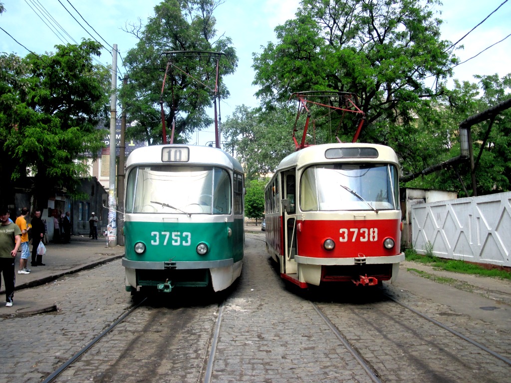 Донецк, Tatra T3SU (двухдверная) № 3753; Донецк, Tatra T3SU (двухдверная) № 3738