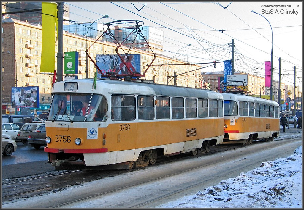 Москва, Tatra T3SU № 3756
