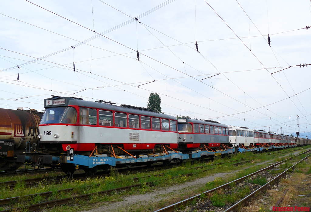 София, Tatra T4DC № 1199; София — Доставка и разтоварване на T4D-C от Хале — юли 2011 г.