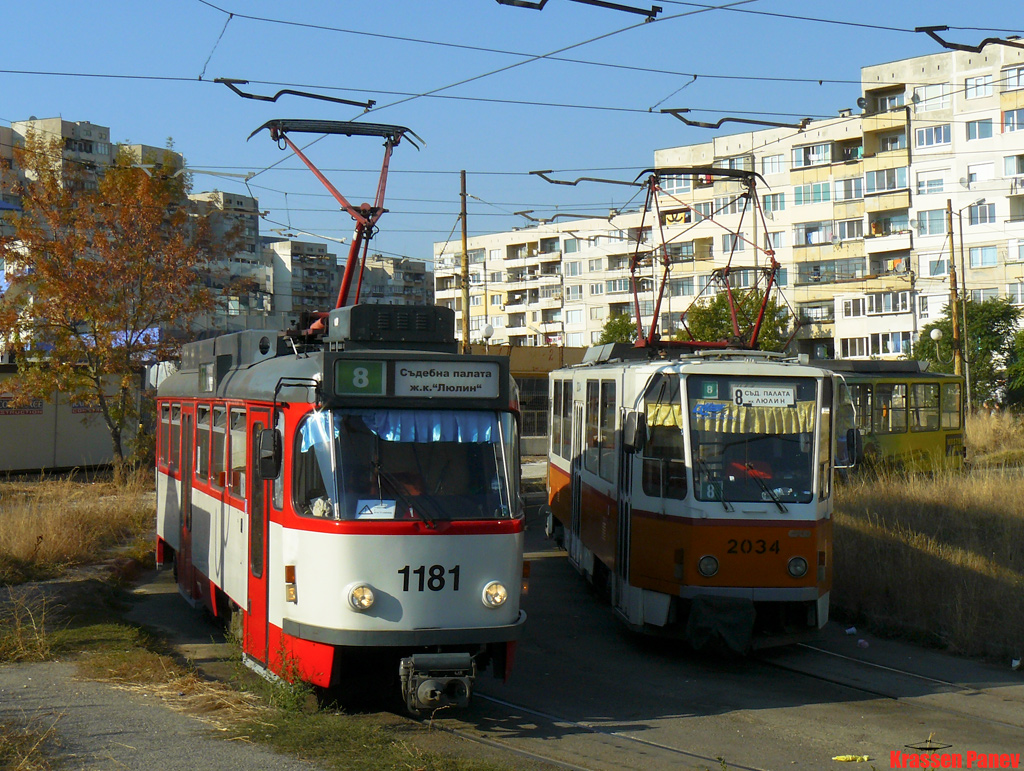 София, Tatra T4DC № 1181; София, Tatra T6A2B № 2034