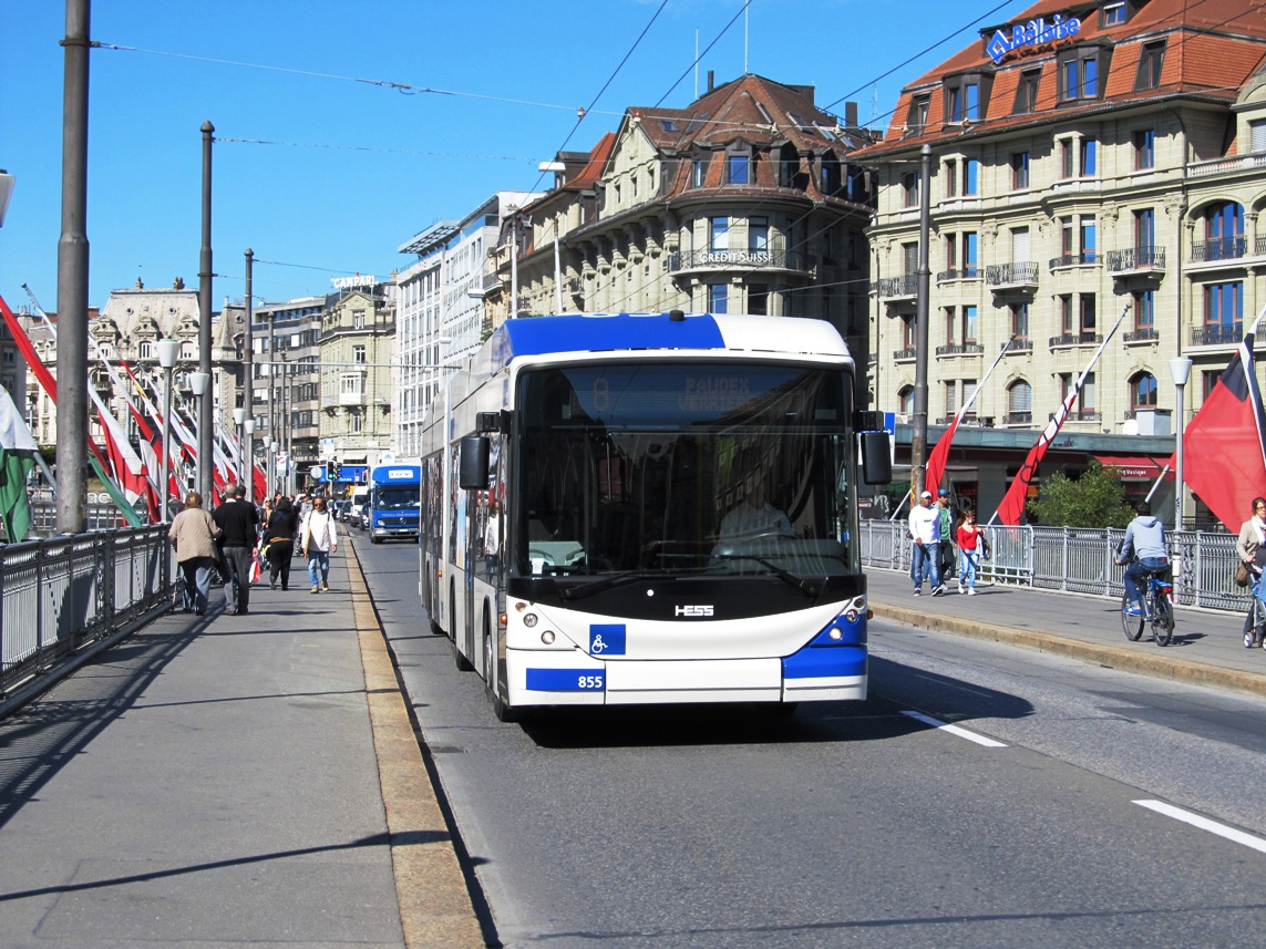 Лозанна, Hess SwissTrolley 3 (BGT-N2C) № 855