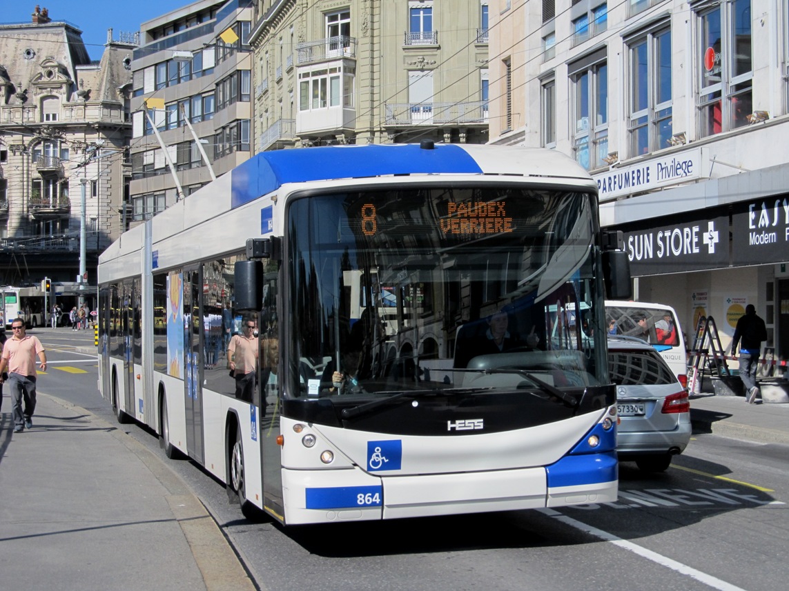 Лозанна, Hess SwissTrolley 3 (BGT-N2C) № 864