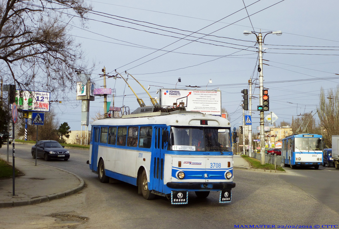 Крымский троллейбус, Škoda 9TrH27 № 3708; Крымский троллейбус, Škoda 14Tr89/6 № 8102