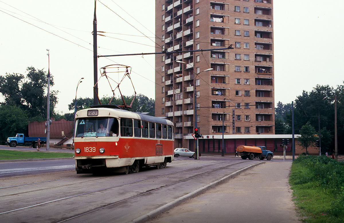 Москва, Tatra T3SU (двухдверная) № 1839; Москва — Исторические фотографии — Трамвай и Троллейбус (1946-1991)