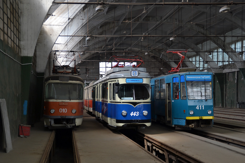 Калининград, Tatra T4SU № 010; Калининград, Duewag GT6 № 443; Калининград, Tatra KT4SU № 411