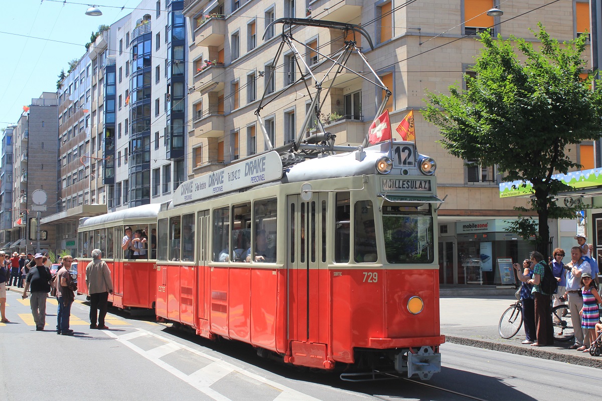 Женева, SWP/SAAS Be 4/4 № 729; Женева — 150 лет женевским трамваям