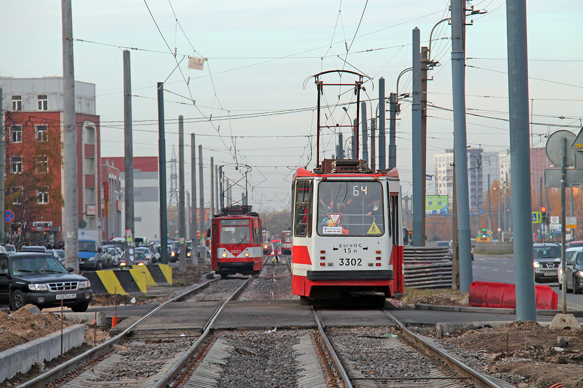 Санкт-Петербург, 71-134А (ЛМ-99АВ) № 3302; Санкт-Петербург — Трамвайные линии и инфраструктура