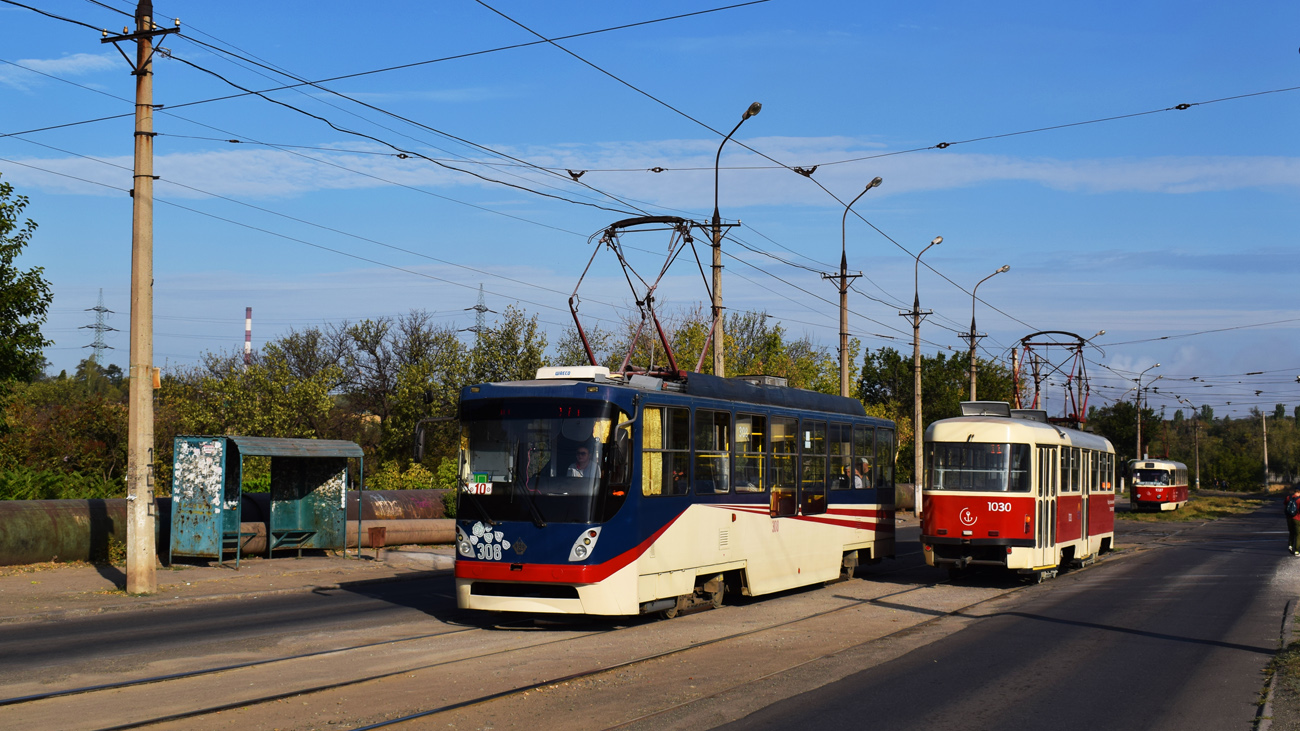 Мариуполь, К1М № 308; Мариуполь, Tatra T3SUCS № 1030