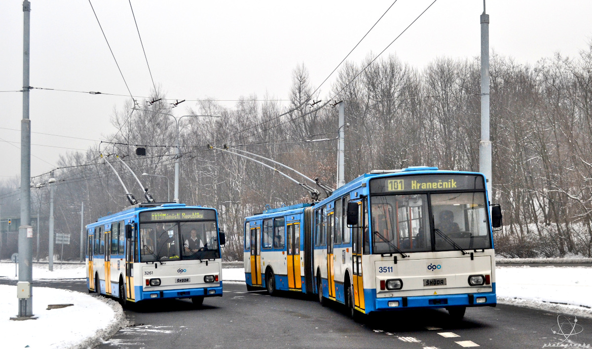 Острава, Škoda 15TrM № 3511; Острава, Škoda 14TrM № 3261; Острава — 10.2.2018 — (Прощальная) поездка с троллейбусами 14TrM 3261 и 15TrM 3511