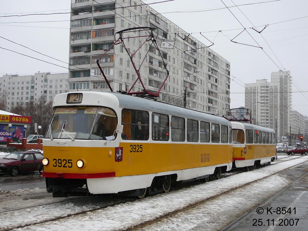 Москва, Tatra T3SU № 3925