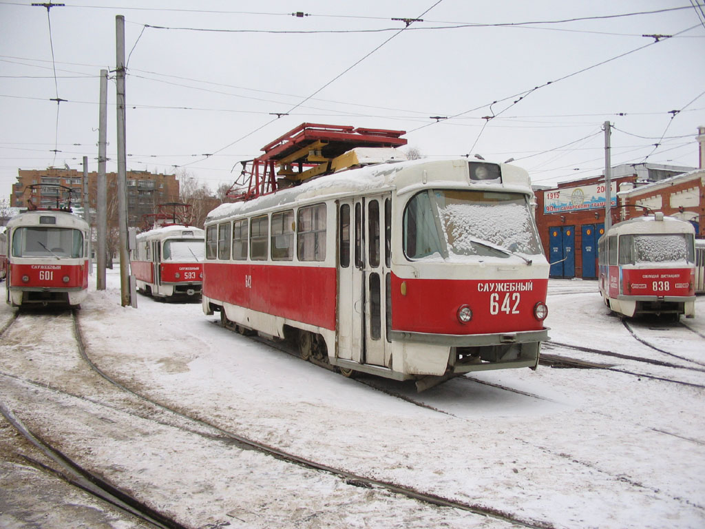 Самара, Tatra T3SU (двухдверная) № 601; Самара, Tatra T3SU (двухдверная) № 642; Самара, Tatra T3SU № 838; Самара — Городское трамвайное депо
