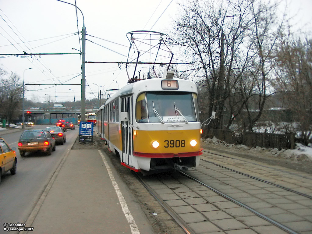 Москва, Tatra T3SU № 3908
