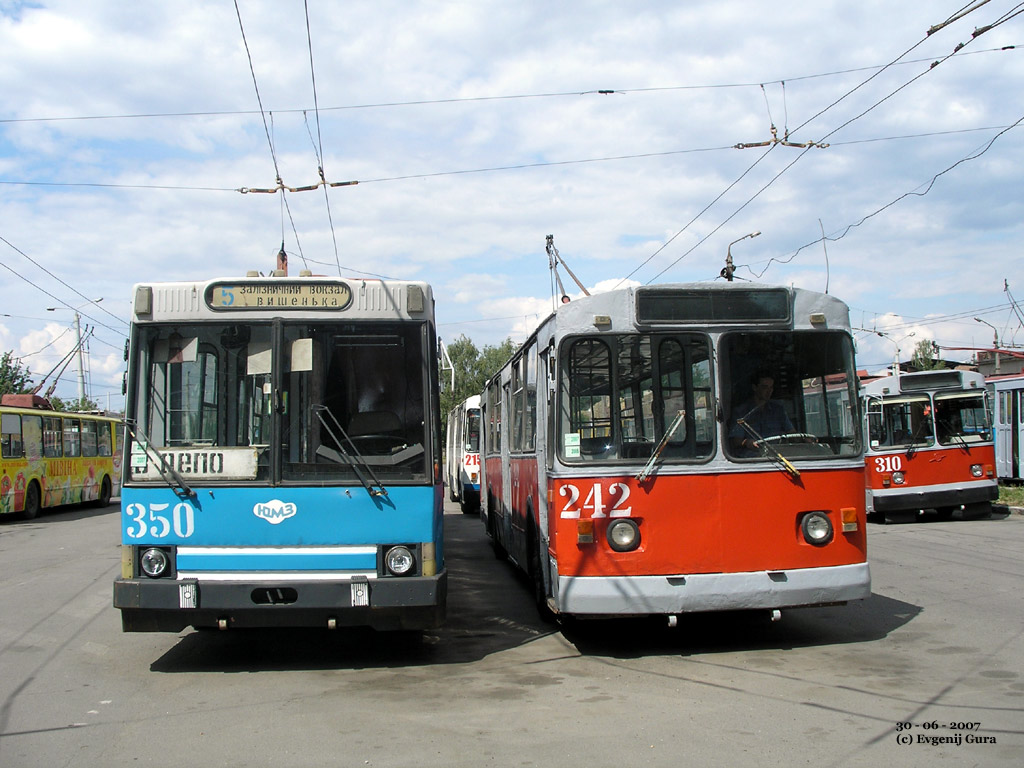 Винница, ЮМЗ Т1 № 350; Винница, ЗиУ-682В № 242