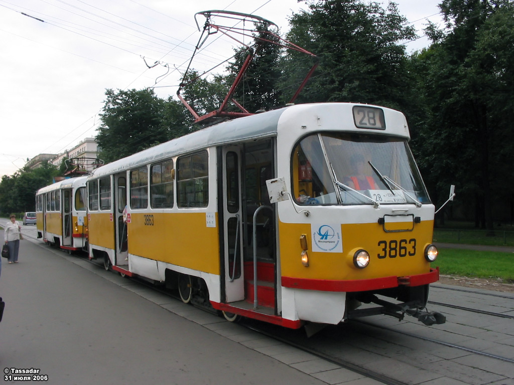 Москва, Tatra T3SU № 3863