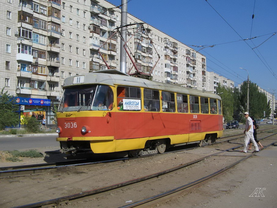 Волгоград, Tatra T3SU (двухдверная) № 3036