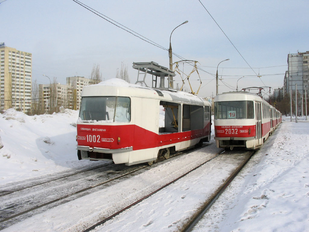 Самара, Tatra T3SU (двухдверная) № 1002; Самара, Tatra T3SU (двухдверная) № 2032; Самара — Конечные станции и кольца (трамвай)