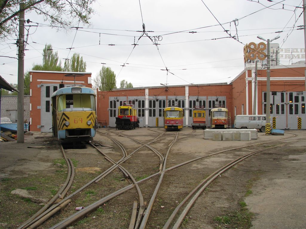 Волгоград, Tatra T3SU (двухдверная) № 64; Волгоград, ГС-4 (КРТТЗ) № 8; Волгоград, Tatra T3SU (двухдверная) № 2497; Волгоград, Электровоз № МВ-84; Волгоград, Tatra T3SU № 5739; Волгоград — Завод ВЭТа