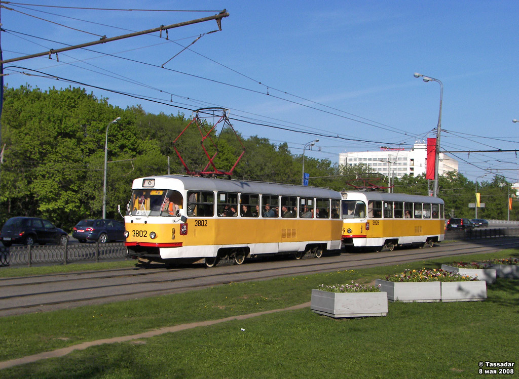 Москва, Tatra T3SU № 3802