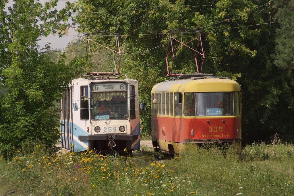 Тверь, 71-608К № 259; Тверь, Tatra T3SU № 335; Тверь — Трамвайные линии: Заволжский район (линия до дер. Старая Константиновка)