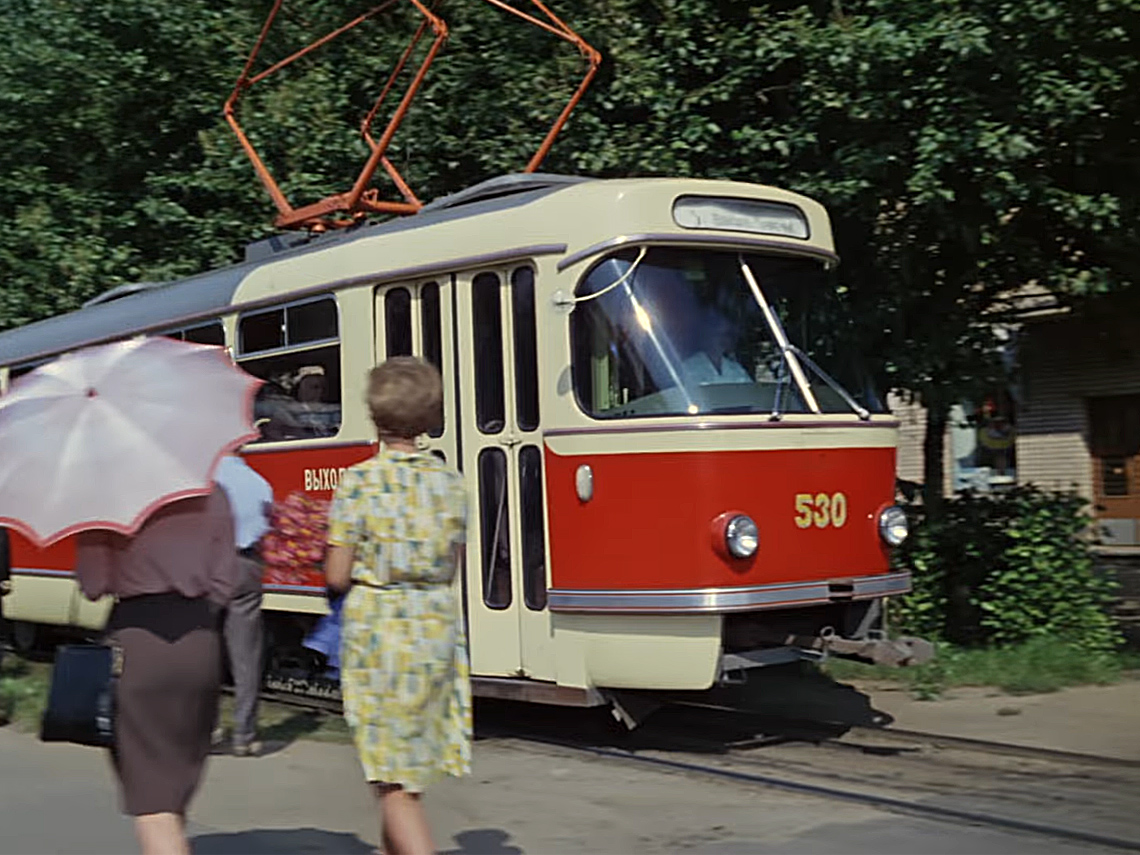 Москва, Tatra T3SU (двухдверная) № 530; Москва — Исторические фотографии — Трамвай и Троллейбус (1946-1991); Москва — Трамваи в кинофильмах