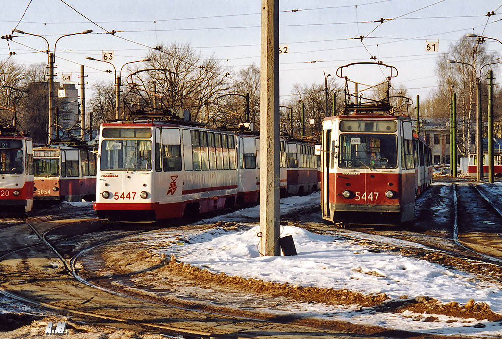 Санкт-Петербург, ЛМ-68М № 5447; Санкт-Петербург, ЛМ-68М № 5447; Санкт-Петербург — Трамвайный парк № 5