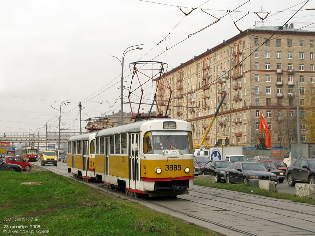 Москва, Tatra T3SU № 3885