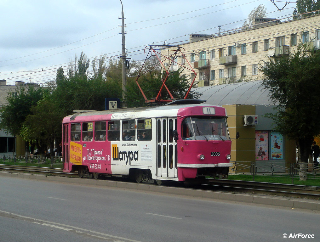 Волгоград, Tatra T3SU (двухдверная) № 3036