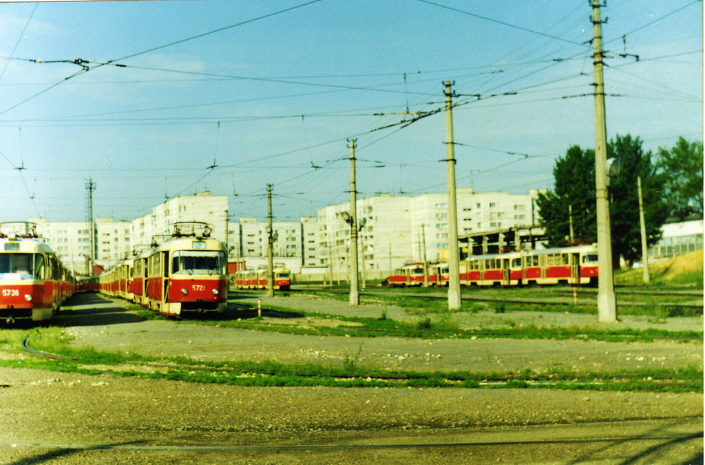 Волгоград, Tatra T3SU № 5736; Волгоград, Tatra T3SU № 5721; Волгоград — Депо: [5] Трамвайное депо № 5; Волгоград — Старые фотографии — Волгоград