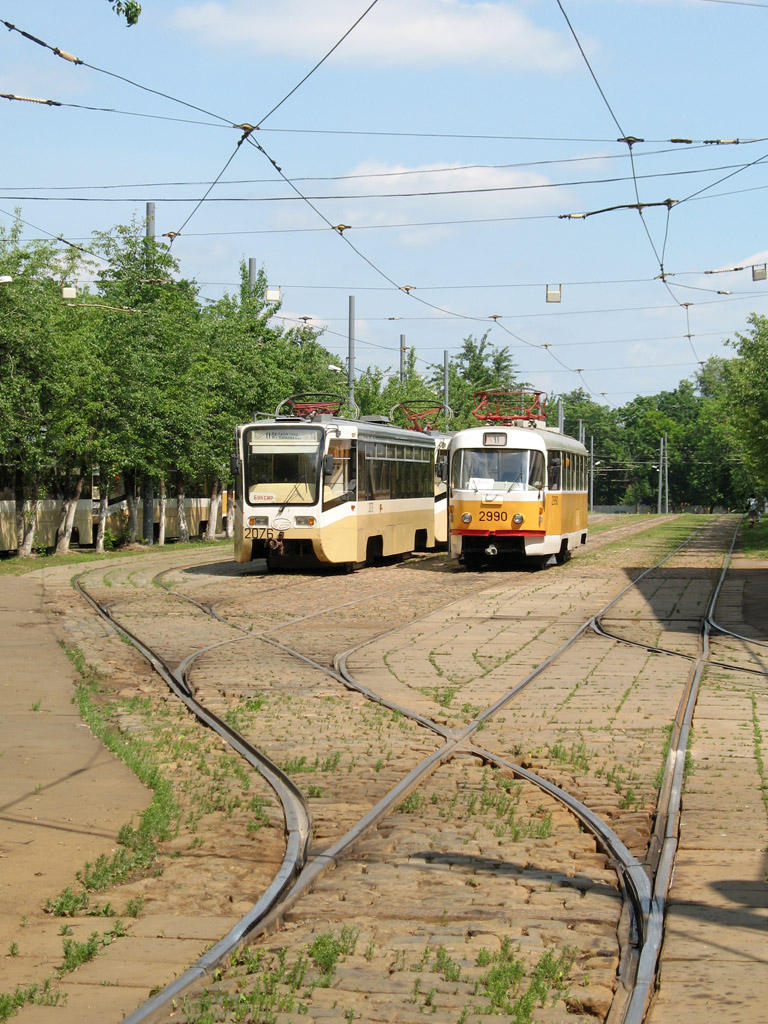 Москва, 71-619К № 2076; Москва, Tatra T3SU № 2990; Москва — Трамвайные депо: [2] имени Н. Э. Баумана