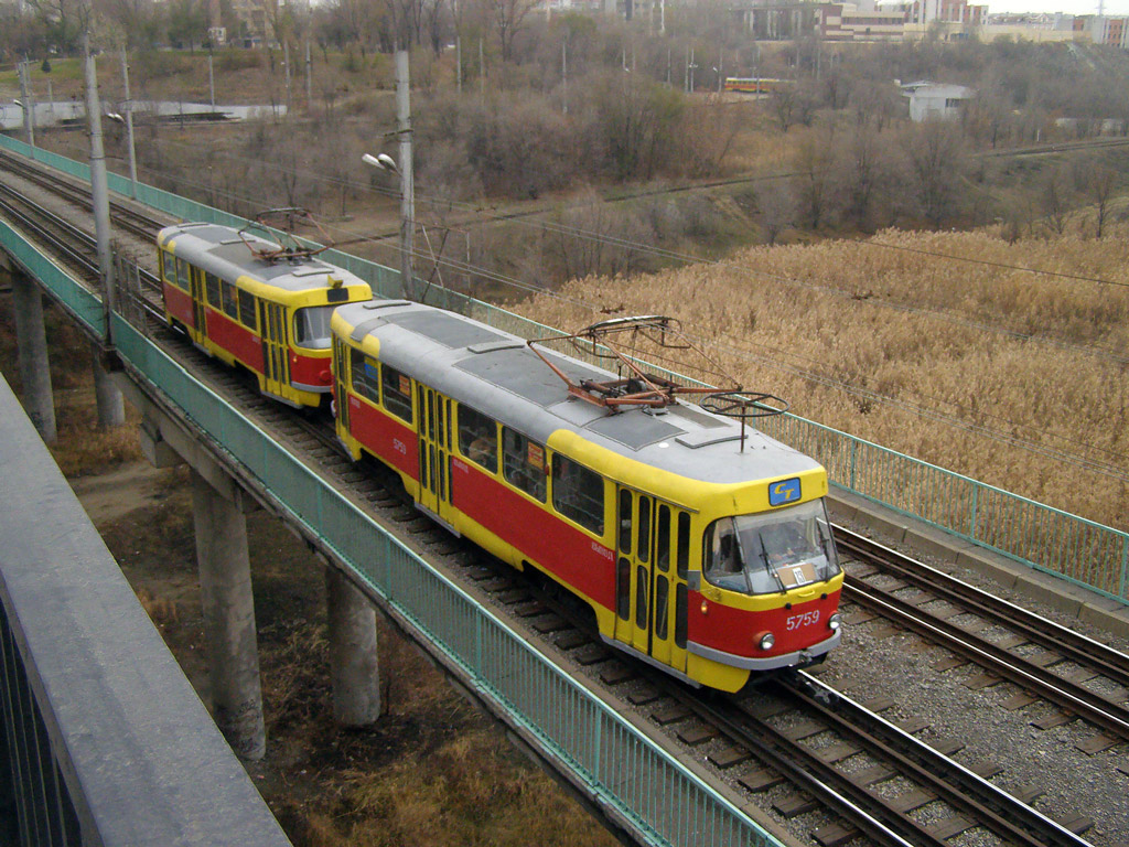 Волгоград, Tatra T3SU № 5759; Волгоград, Tatra T3SU № 5760; Волгоград — Трамвайные линии: [5] Пятое депо — Скоростной трамвай
