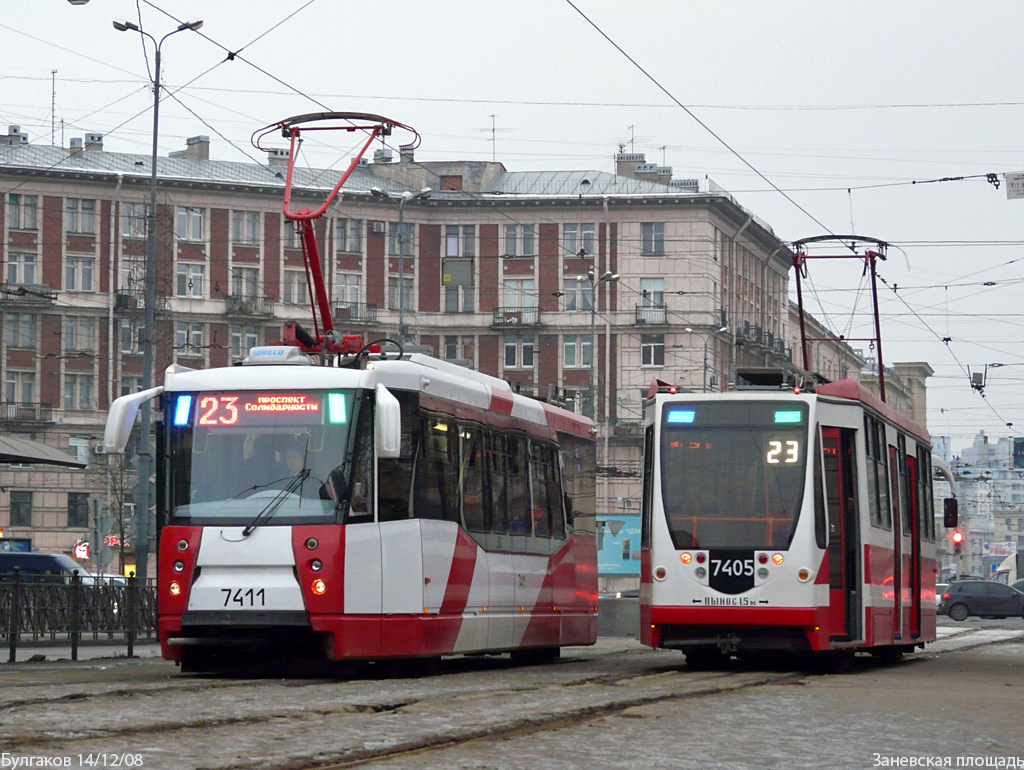 Санкт-Петербург, 71-153 (ЛМ-2008) № 7411; Санкт-Петербург, 71-134А (ЛМ-99АВН) № 7405