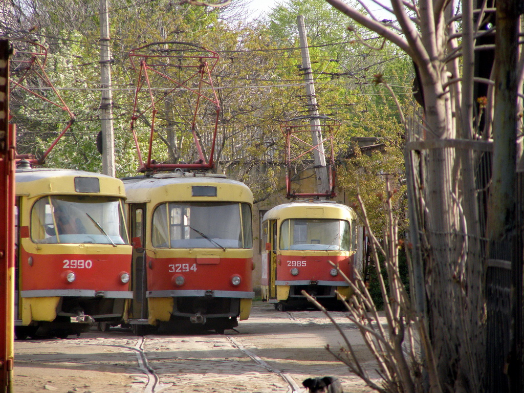 Odessa, Tatra T3SU (2-door) # 2990; Odessa, Tatra T3SU (2-door) # 3294; Odessa, Tatra T3SU (2-door) # 2985 Odessa, Tatra T3SU (2-door) # 2990; Odessa, Tatra T3SU (2-door) # 3294; Odessa, Tatra T3SU (2-door) # 2985
