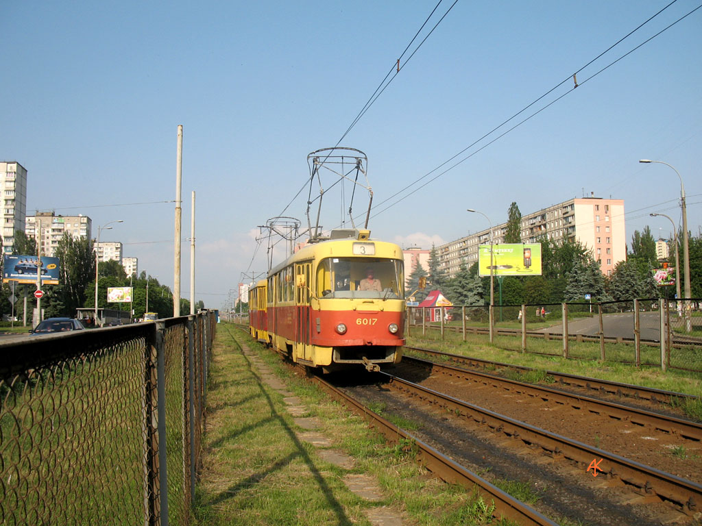 Киев, Tatra T3SU № 6017; Киев — Трамвайные линии: Скоростной трамвай Киев, Tatra T3SU № 6017; Киев — Трамвайные линии: Скоростной трамвай