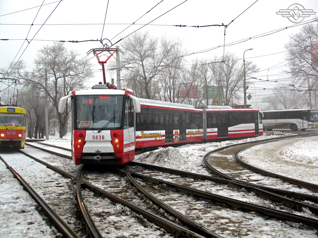 Volgograd, 71-154 (LVS-2009) Br. 5838; Volgograd — Tram lines: [5] Fifth depot — Tram rapid transit