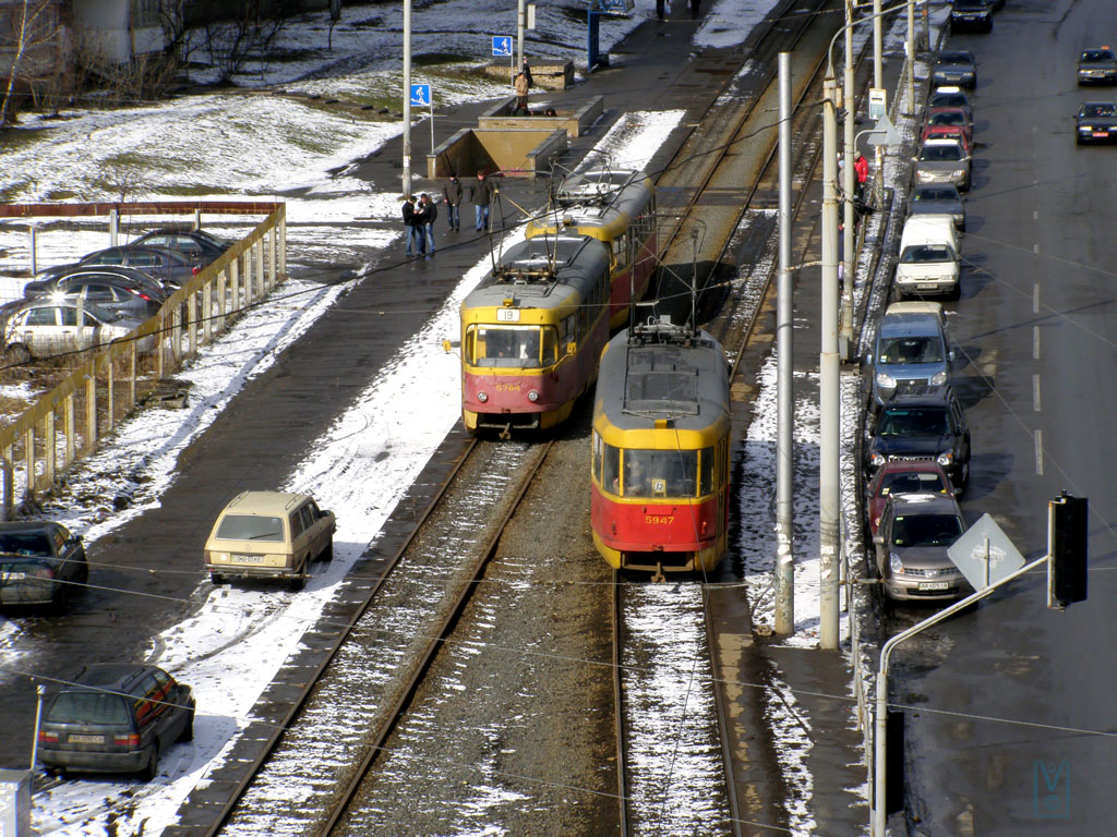 Киев, Tatra T3SU № 5947; Киев, Tatra T3SU № 5784; Киев — Трамвайные линии: Подольская сеть — север