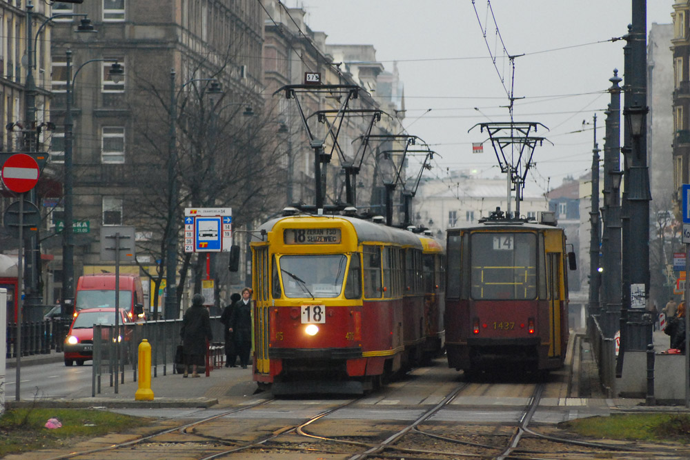 Варшава, Konstal 13N № 475; Варшава, Konstal 105Nf № 1437