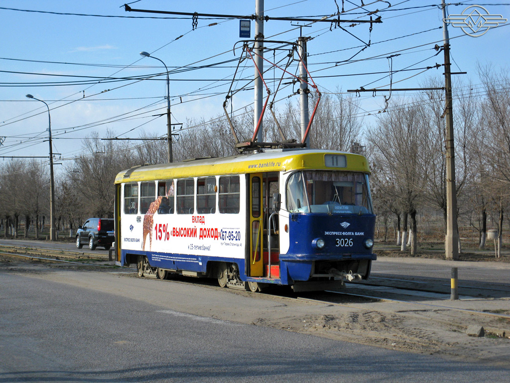 Волгоград, Tatra T3SU (двухдверная) № 3026