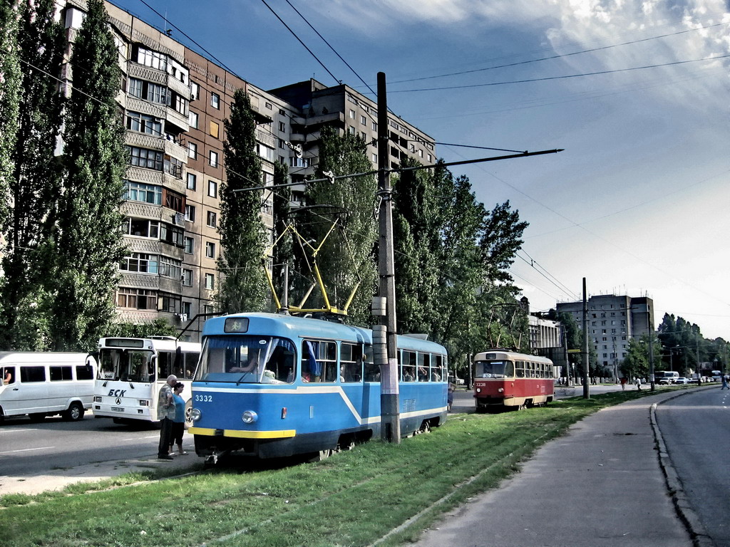 Одесса, Tatra T3R.P № 3332; Одесса, Tatra T3SU (двухдверная) № 3338