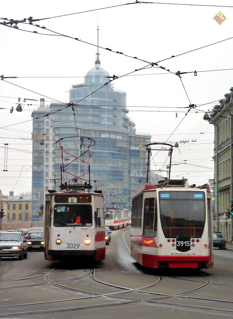 Санкт-Петербург, ЛВС-86К № 3029; Санкт-Петербург, 71-134А (ЛМ-99АВН) № 3915