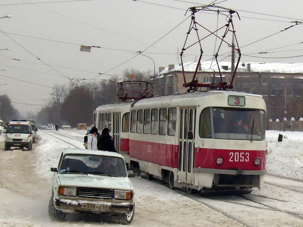 Самара, Tatra T3SU (двухдверная) № 2053; Самара — Снегопад 23-25 января 2008 г.