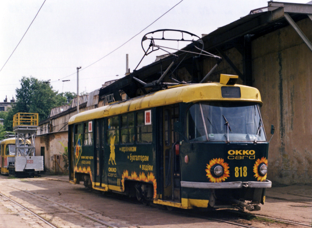 Львоў, Tatra T4SU № 818; Львоў, Двухосный прицепной Graz № 020