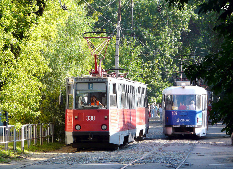 Краснодар, 71-605 (КТМ-5М3) № 338; Краснодар, Tatra T3SU № 109 Краснодар, 71-605 (КТМ-5М3) № 338; Краснодар, Tatra T3SU № 109