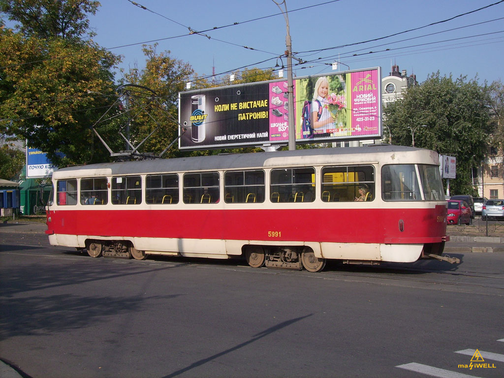 Киев, Tatra T3SU № 5991; Киев — Трамвайные линии: Закрытые линии Киев, Tatra T3SU № 5991; Киев — Трамвайные линии: Закрытые линии
