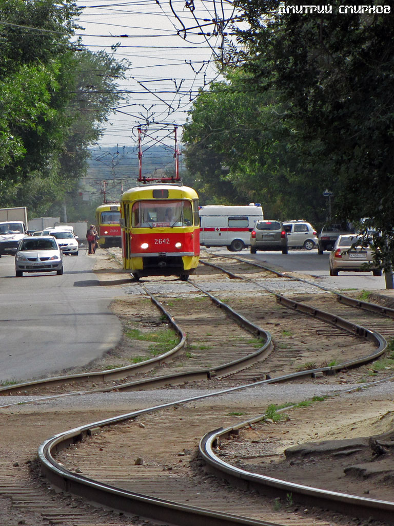 Волгоград, Tatra T3SU (двухдверная) № 2642; Волгоград, Tatra T3SU (двухдверная) № 2483; Волгоград — Трамвайные линии: [2] Второе депо — Центральный и Ворошиловский районы