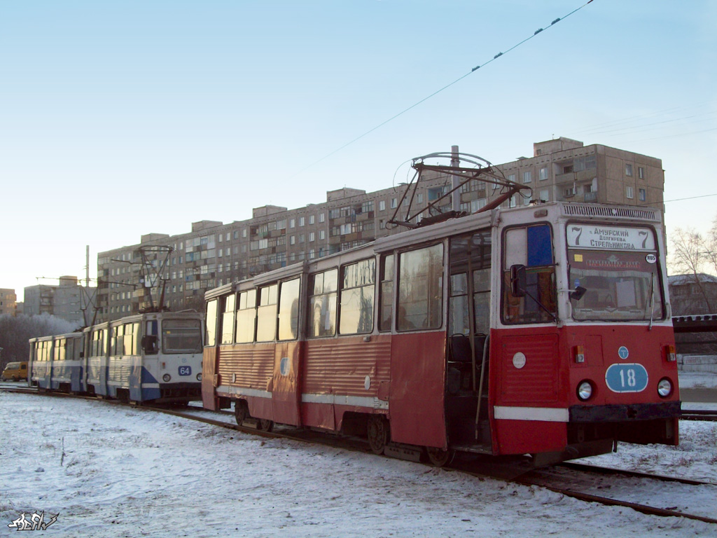 Омск, 71-605 (КТМ-5М3) № 64; Омск, 71-605 (КТМ-5М3) № 18